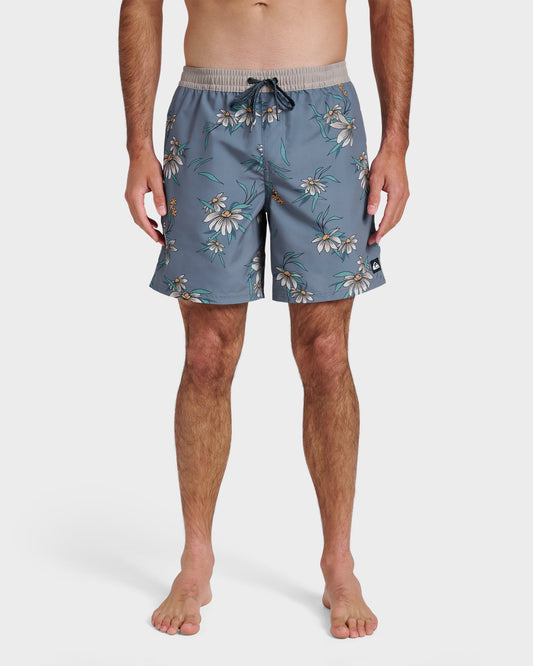 Everyday Coastal Flora 17" Swim Trunks - China Blue