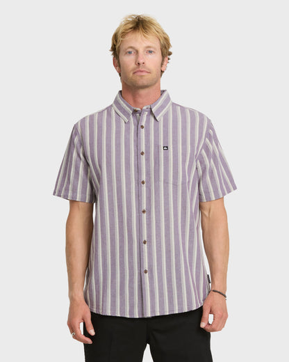 Oxford Stripe Classic Short Sleeve Shirt - Sunset Purple