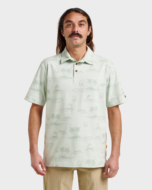 Waterman Island Daze Polo T-Shirt - Smoke Heahter