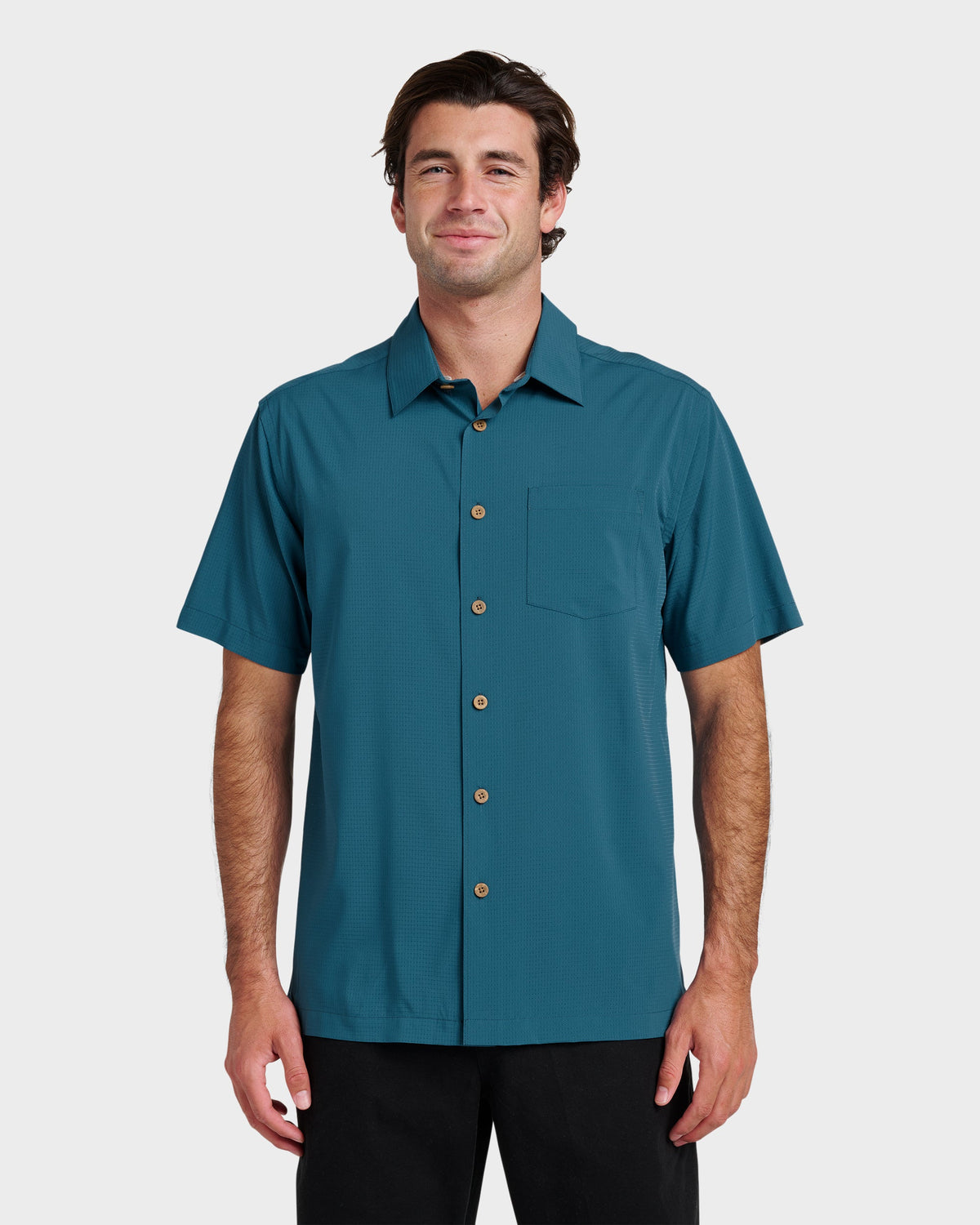 Chaser Short Sleeve Woven Shirt - Real Teal