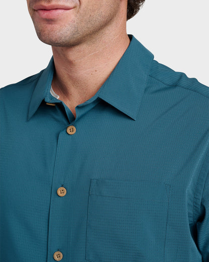 Chaser Short Sleeve Woven Shirt - Real Teal