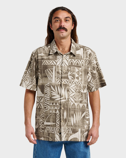 Waterman Talk Story Short Sleeve Shirt - Moonbeam