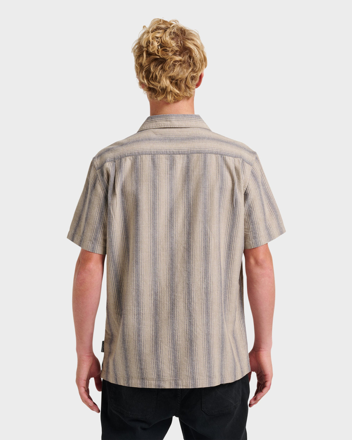 Oxford Stripe Casual Short Sleeve Shirt - Fallen Rock
